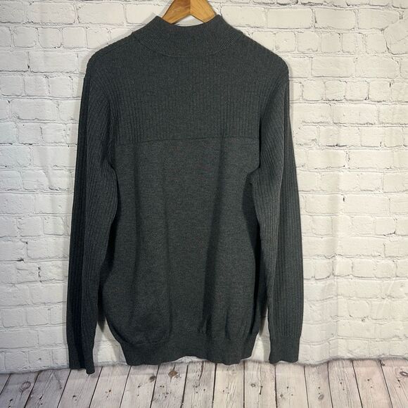 Duluth Trading Sweater Mens Large Gray Coolerino 1/4 Mock Sweater Preppy - Picture 5 of 8